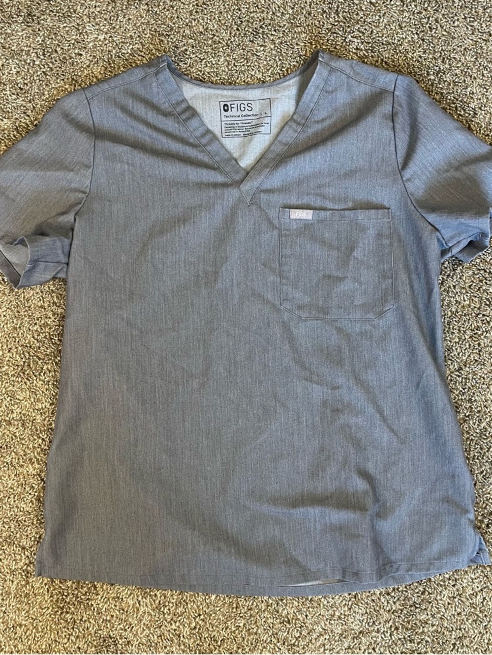 FIGS Catarina One Pocket Scrub Top Gray Women’s Size Large Hospital Nurse Doctor